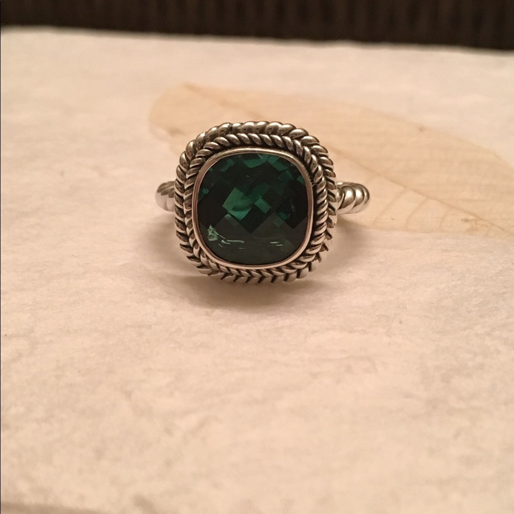 Artisan green quartz 925 silver ring